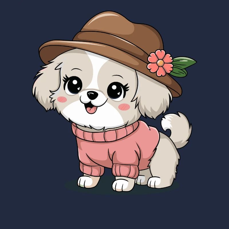 Süßer Hund Mit Hut Und Pullover