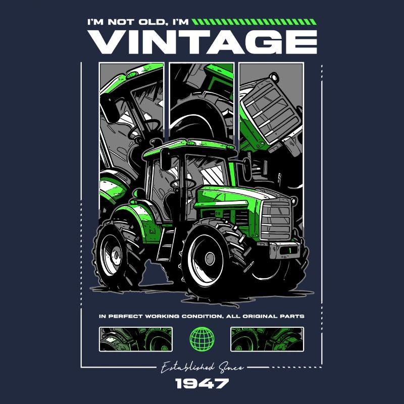 Oldtimer Traktor Bauer Geburtstag Geboren 1947