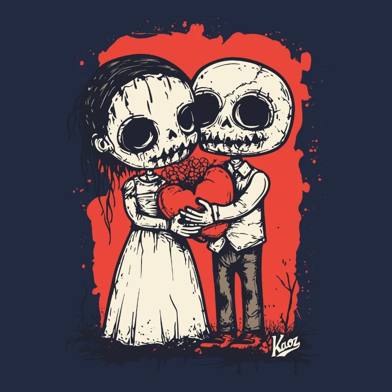 Skelett-Paar mit Liebe und Herz