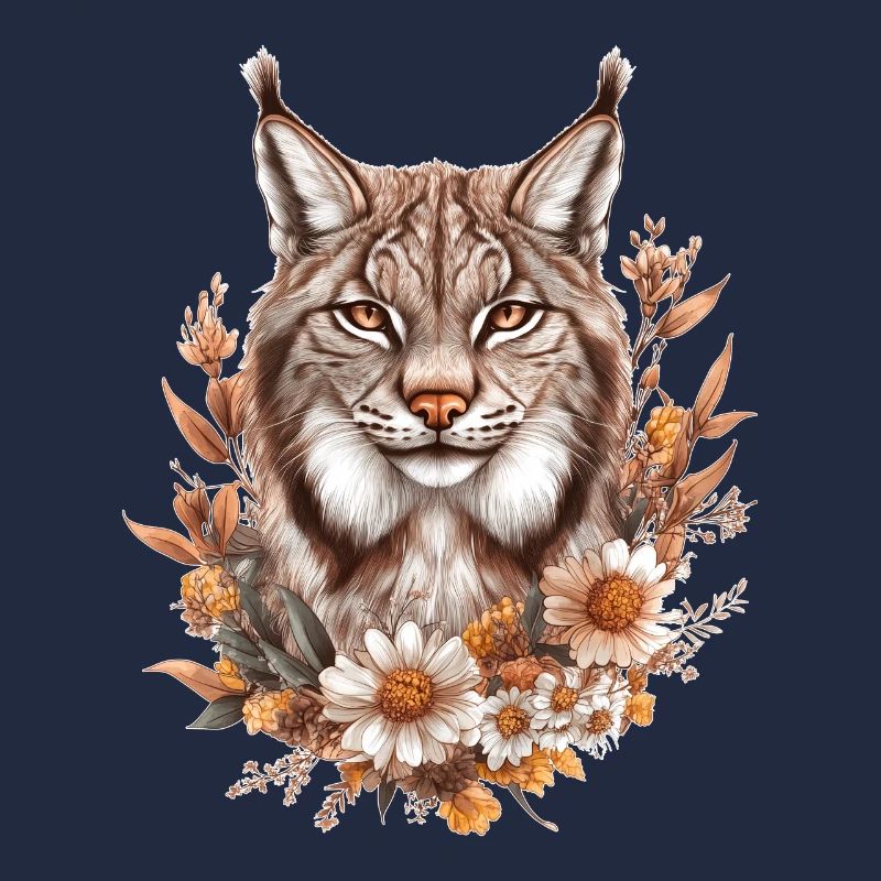 Luchs mit Blumen