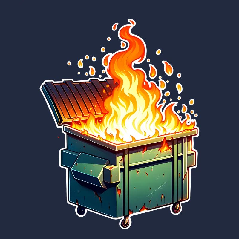 Burning garbage can