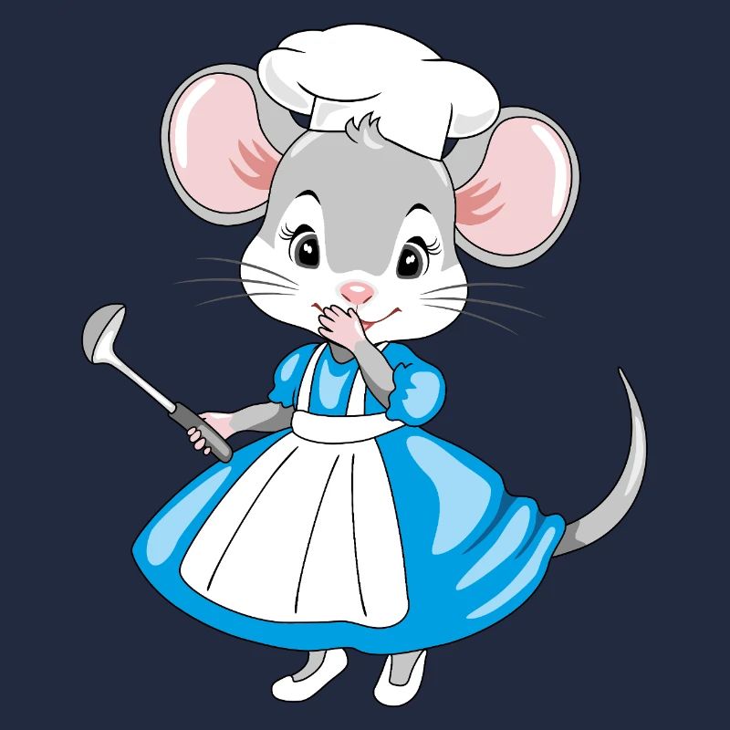 Souris de chef rieuse avec une louche à la main
