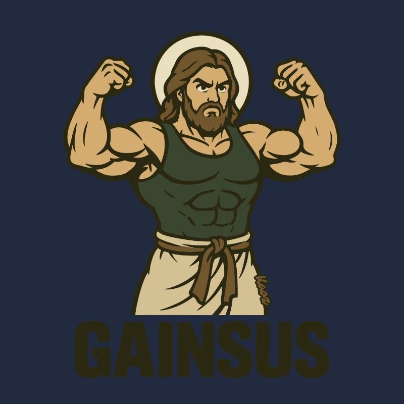 Saint musclé avec pose de bodybuilder