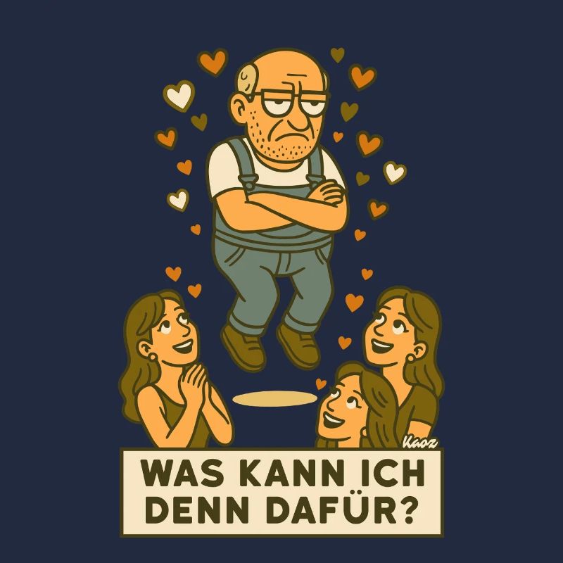 Grantiger Mann wird verehrt schwebt mit Herzchen