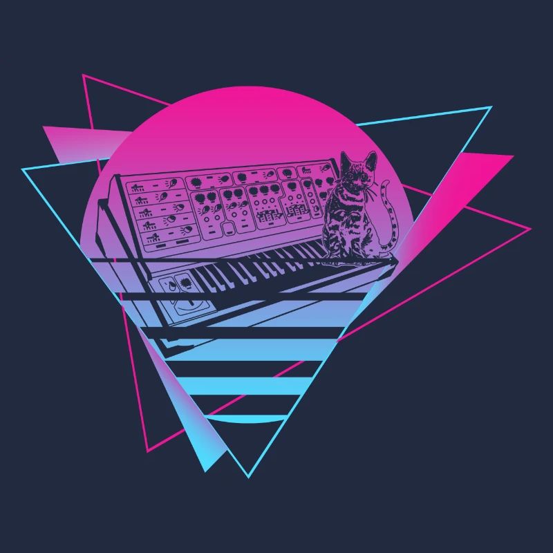 Modularer Synthesizer Analog Vaporwave Techno Cat