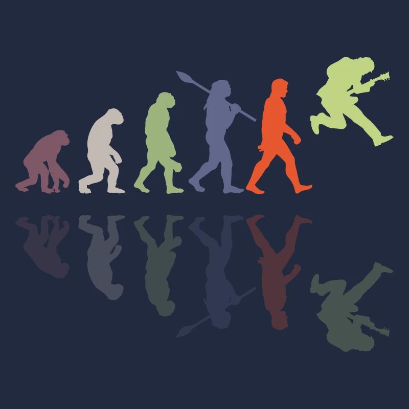 Human Evolution Guitar Band Retro Vintage