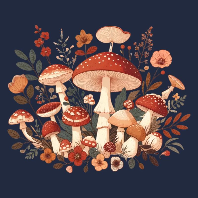 CottageCore conception de champignons avec différents champignons