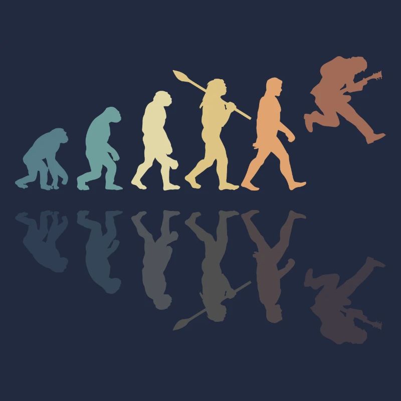 Human Evolution Guitar Band Retro Vintage