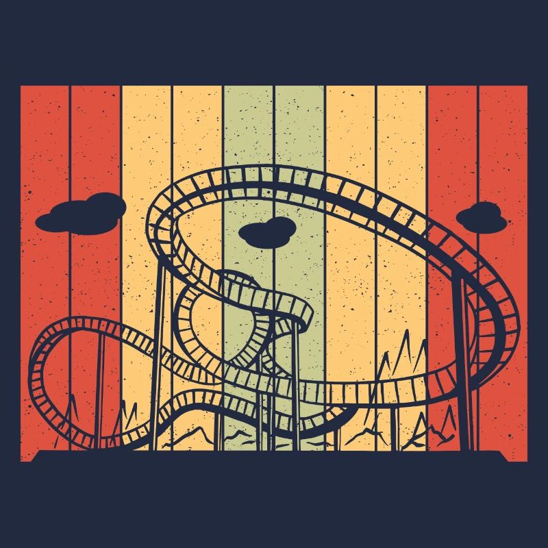 Roller Coaster Retro Amusement Park Vintage Theme