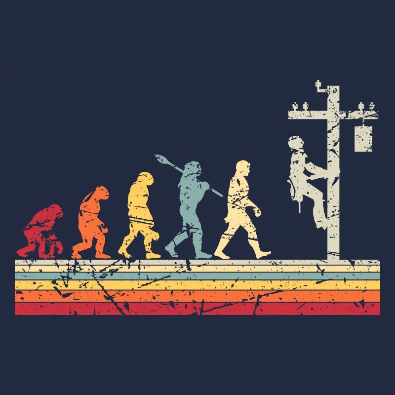 Elektriker Human Evolution Vintage Lineman