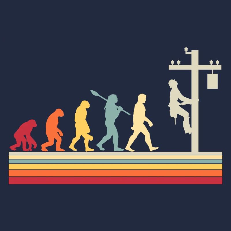 Elektriker Human Evolution Vintage Lineman