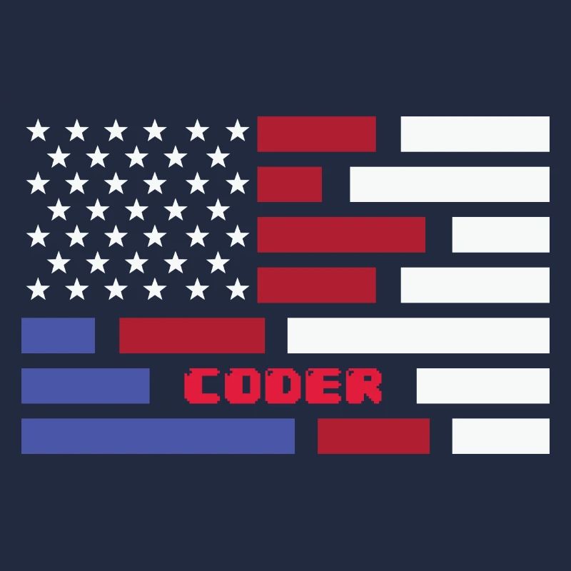 American Flag Coder Coding Computer Nerd
