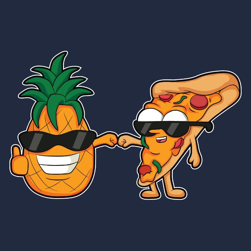 conception de dessins animés de pizza et d’ananas