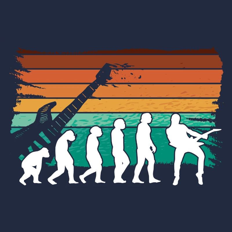 Human Evolution Guitar Band Retro Vintage
