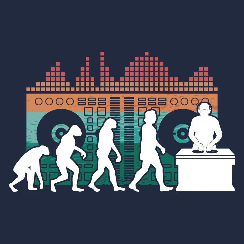 Evolution de l’homme DJ Techno Vinyle Rétro Vintage