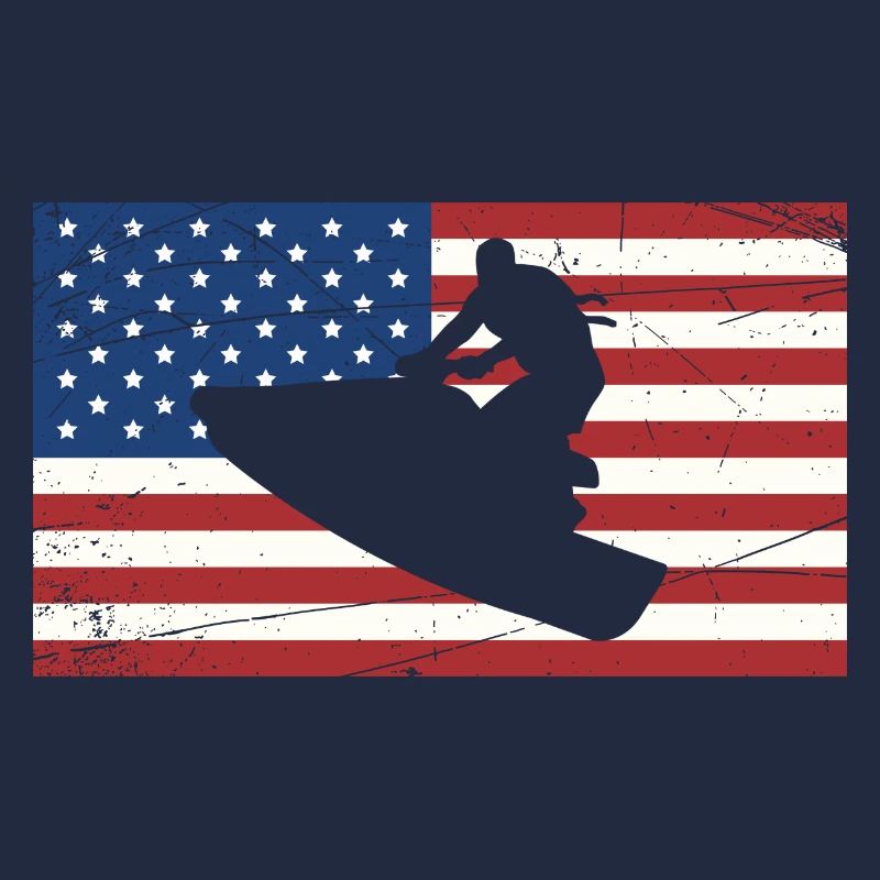 drapeau de jetski des États-Unis Conception d’un drapeau américain et d’un jet ski