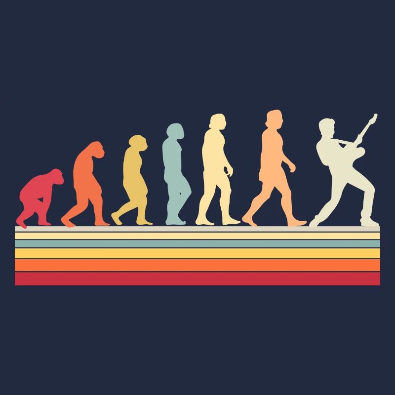 Human Evolution Guitar Band Retro Vintage