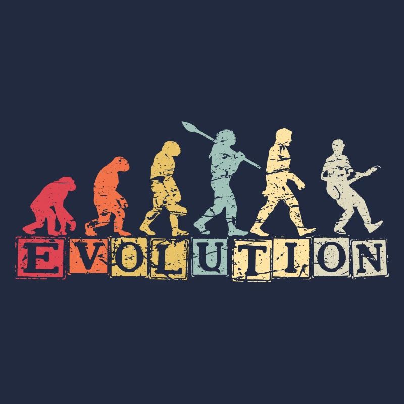 Human Evolution Guitar Band Retro Vintage