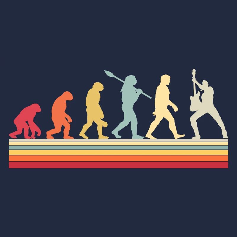Human Evolution Guitar Band Retro Vintage