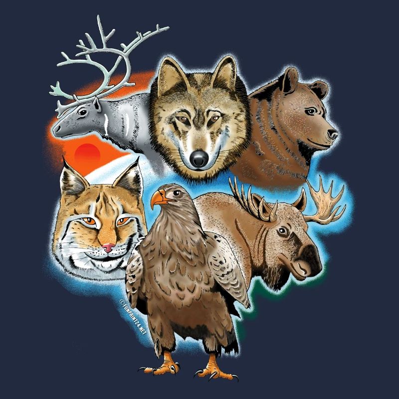 Wolf, Rentier, Bär, Luchs, Adler, Hirsch Textilien