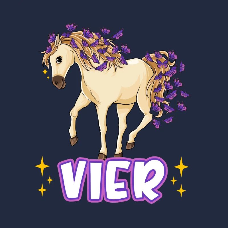 4. Geburtstag Pferde Mädchen Geburtstagsshirt 4 Ja