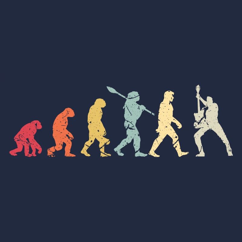 Human Evolution Guitar Band Retro Vintage
