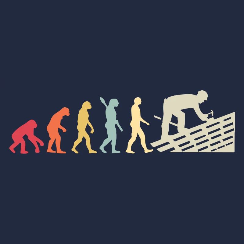 Roofer Human Evolution Retro Vintage Construction