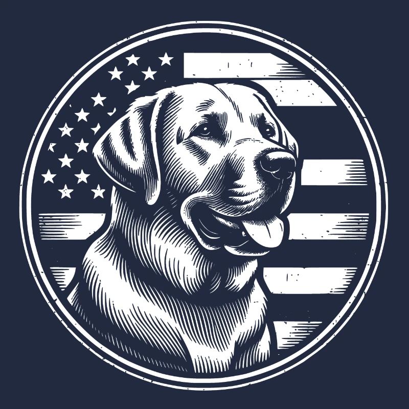 Labrador Retriever Lab avec drapeau américain