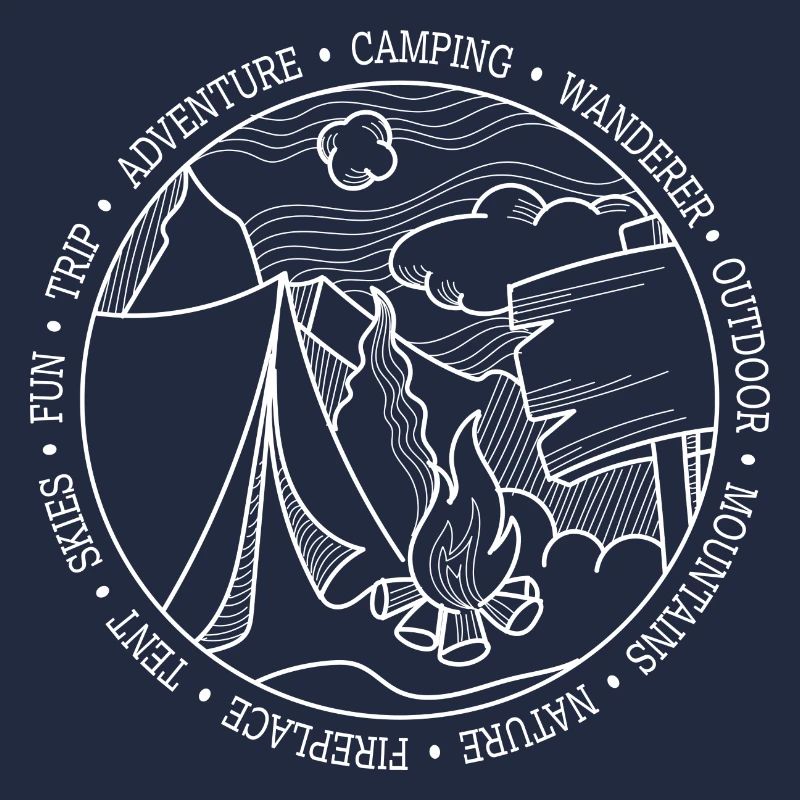 Line Art Simple Camping BLANC