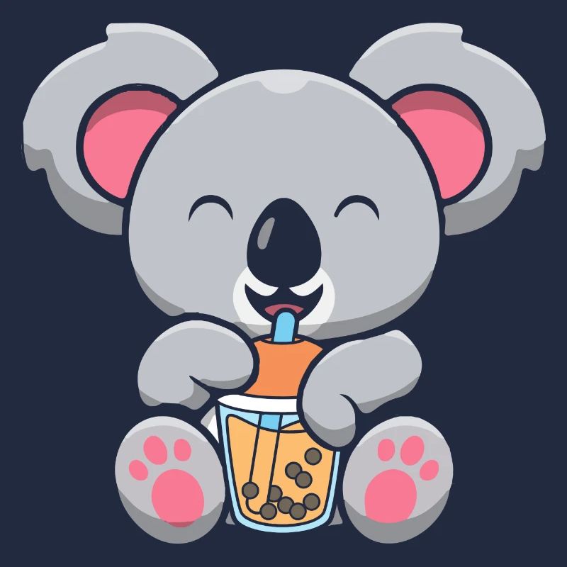 Bubble Milk Tea Koala Drinking Boba Milk Tea