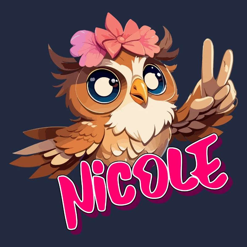 NICOLE - Schöner Mädchen Name mit süßer EULE