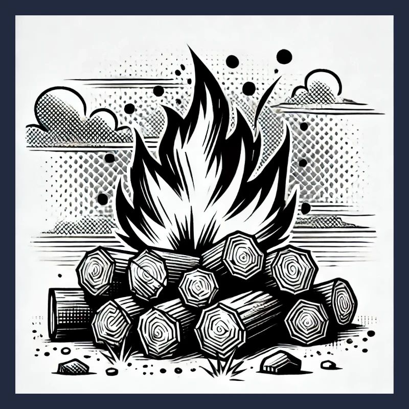 Feu de camp dans le style de la bande dessinée : chaleur et atmosphère