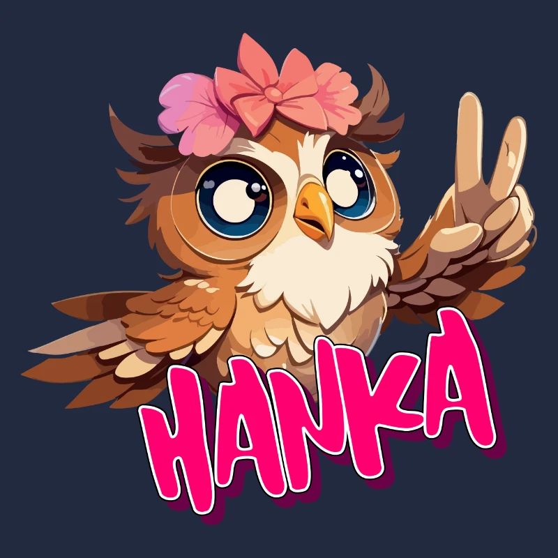 HANKA - Schöner Mädchen Name mit süßer EULE