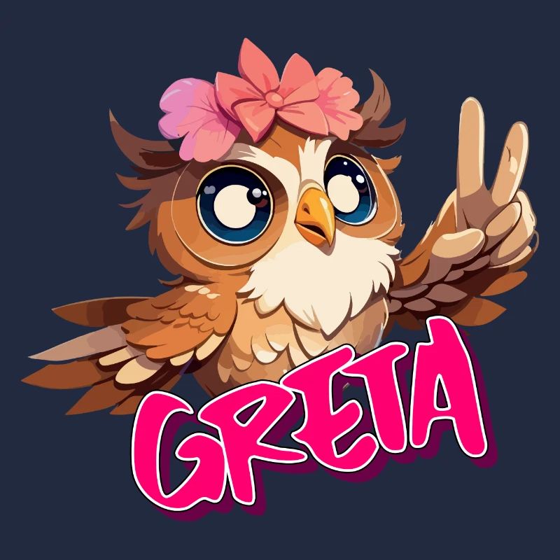 GRETA- Schöner Mädchen Name mit süßer EULE