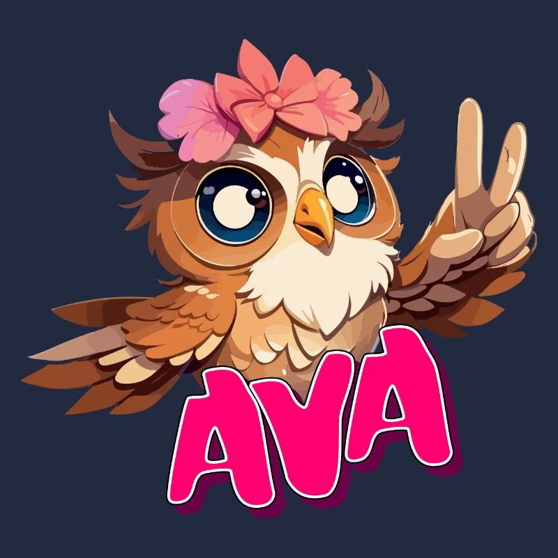 AVA - Schöner Mädchen Name mit süßer EULE