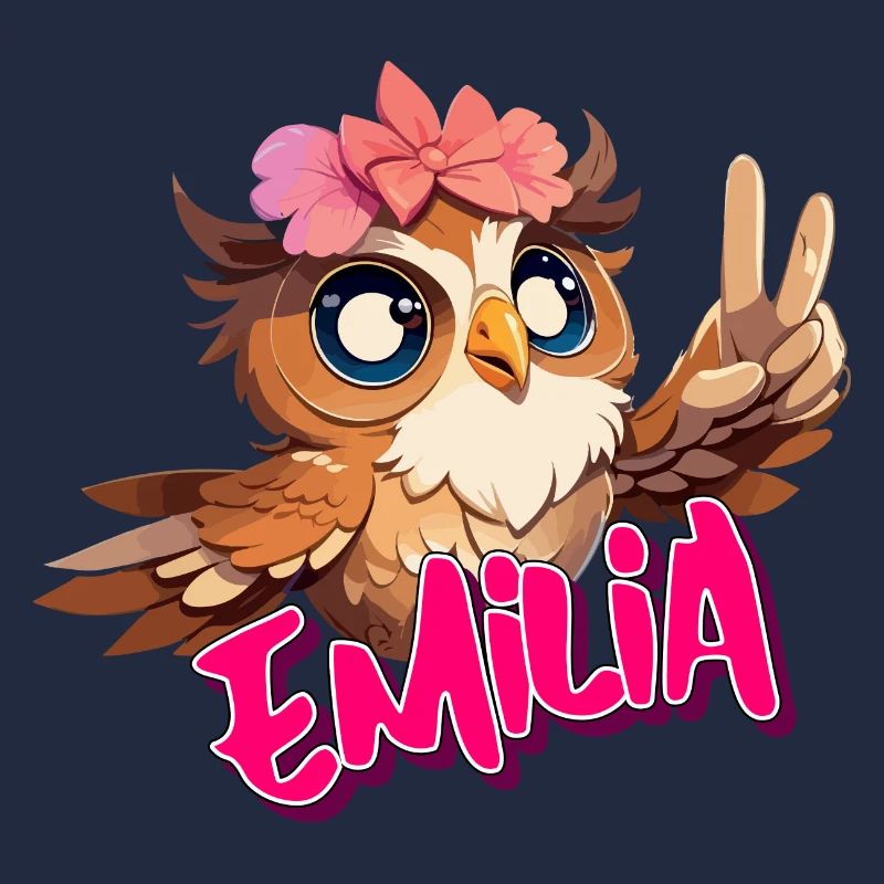 EMILIA - Schöner Mädchen Name mit süßer EULE