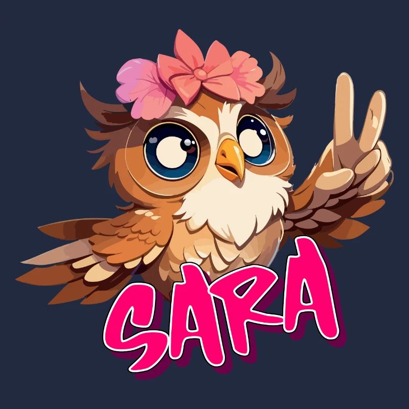 SARA - Schöner Mädchen Name mit süßer EULE