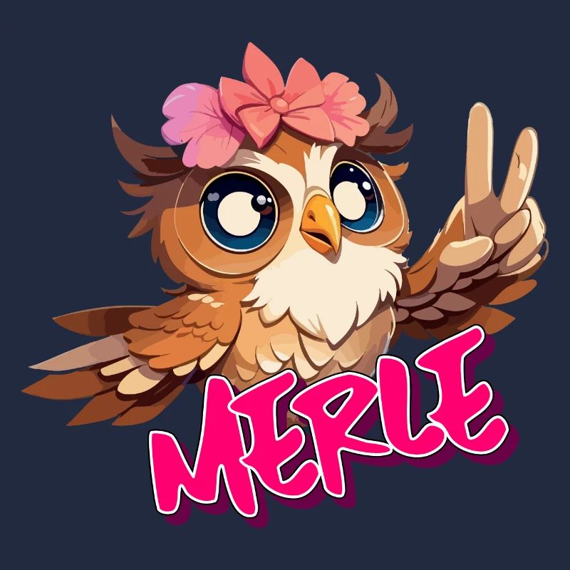MERLE - Schöner Mädchen Name mit süßer EULE