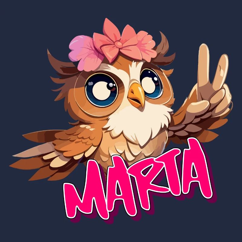 MARTA - Schöner Mädchen Name mit süßer EULE