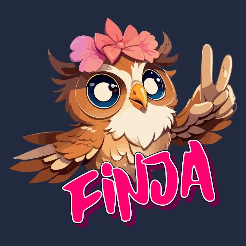 FINJA - Schöner Mädchen Name mit süßer EULE