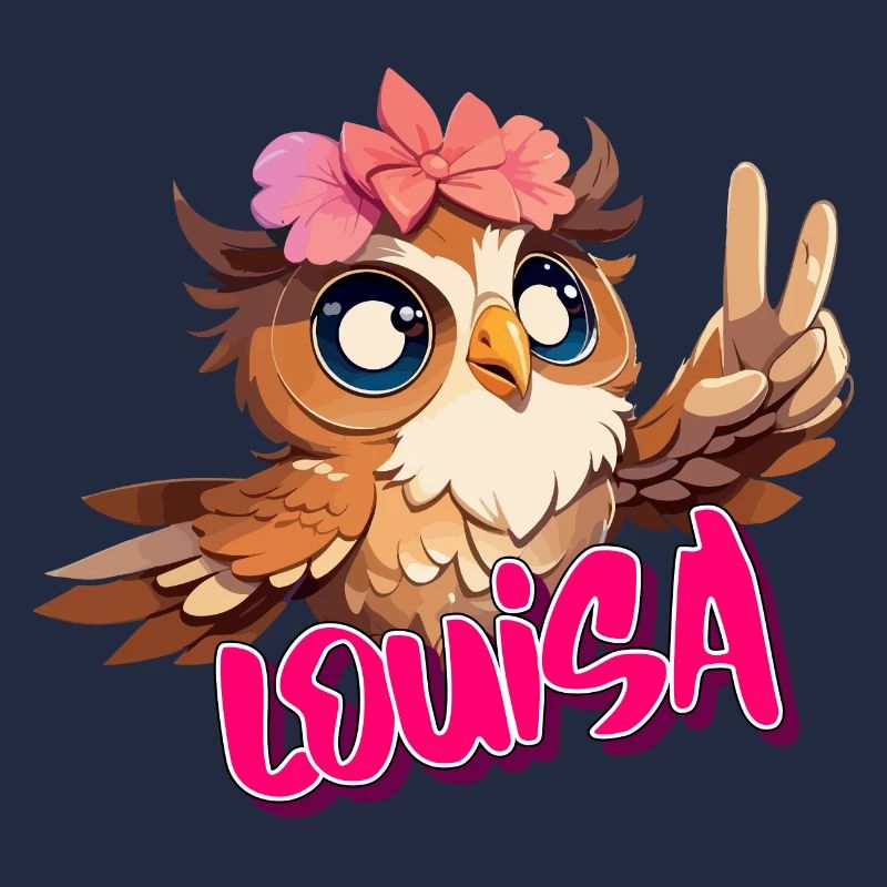 LOUISA - Schöner Mädchen Name mit süßer EULE