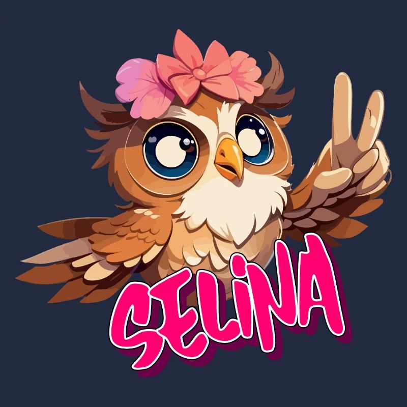 SELINA - Schöner Mädchen Name mit süßer EULE