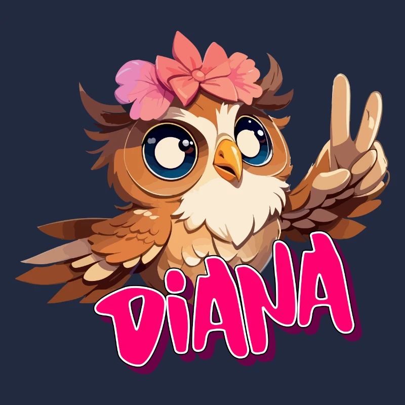 DIANA - Schöner Mädchen Name mit süßer EULE