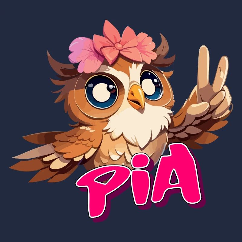 PIA - Schöner Mädchen Name mit süßer EULE