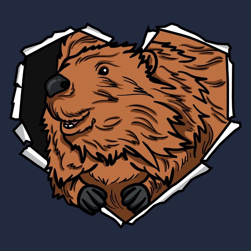 Beaver Crack Torn Hole Heart Bibergesicht