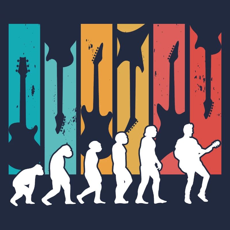 Human Evolution Guitar Band Retro Vintage