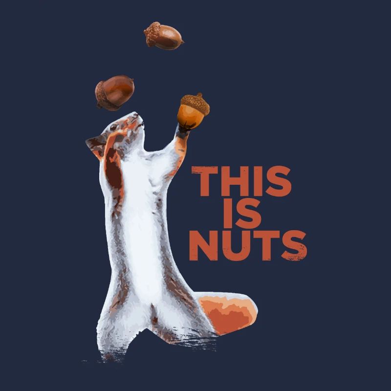 Funny squirrel juggles hazelnut talent