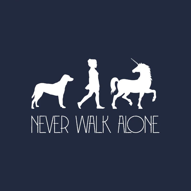 NEVER WALK ALONE Hund Mensch u Pferd bester Freund