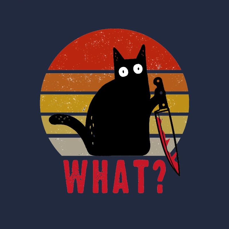Schwarze Katze mit Messer was?