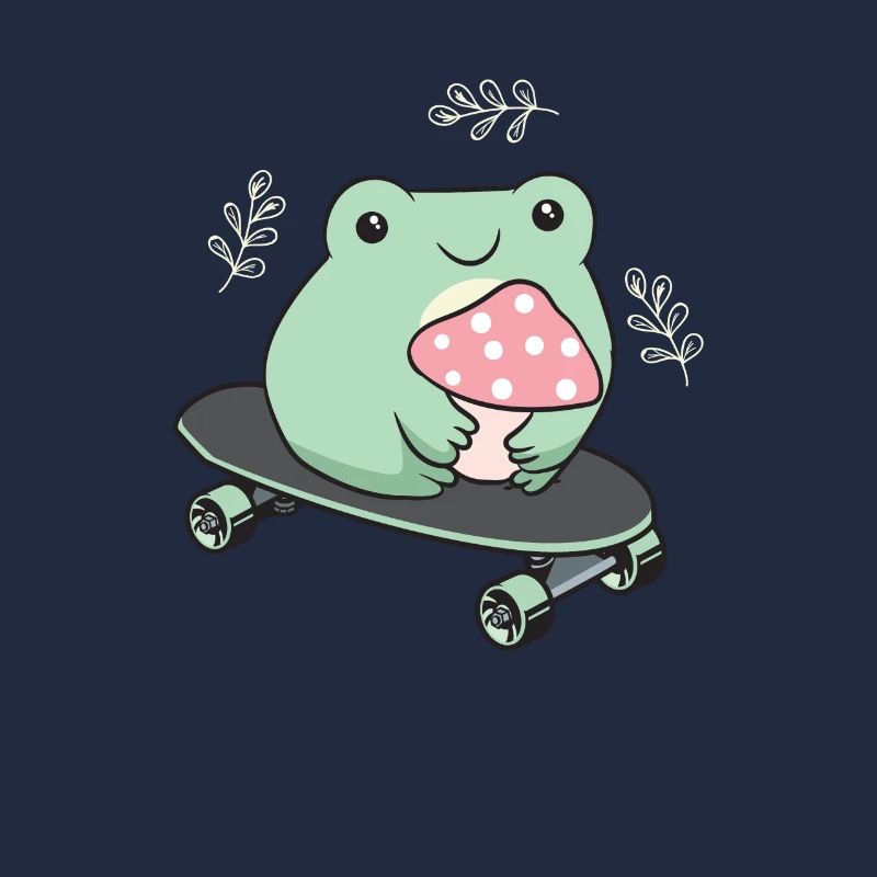 Cottagecore Aesthetic Kawaii Skateboarding Frog